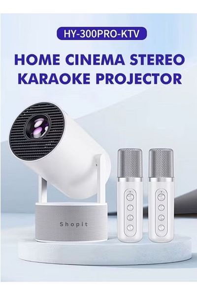 Bicchoo Smart Karaoke Projector 120W 1080P 4K, 2 Wireless Mics, Android 11 Home Theater