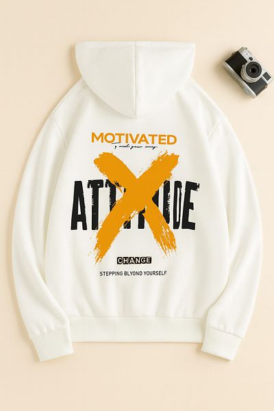 CLASSY.MODA Oversize 3 Thread Hooded Motivated Text Printed Unisex Sweatshirt