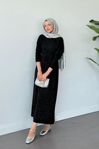 Hazamoda Rochie Batum Stoned Mercerized Neagră