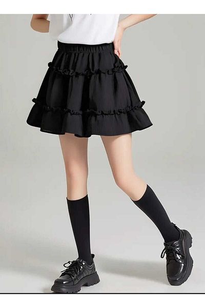 BEBEĞİME ÇORAP Girl's Layered Ruffled Muslin Skirt