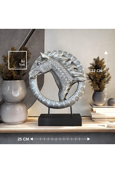 77 Rulfo At Figürlü Dekor 32 cm Tribal Desenli Polyester Heykel, Masaüstü ve ...