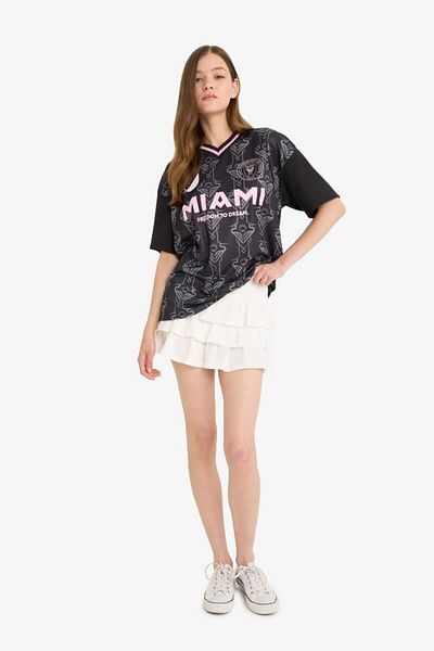 DeFacto New Season Coool Normal Waist Flounced Combed Cotton Lining White Mini Skirt