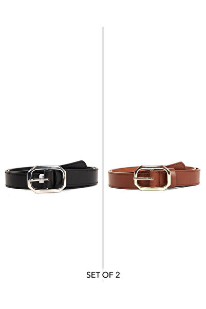 R&B 2 Pack Faux Leather Belts