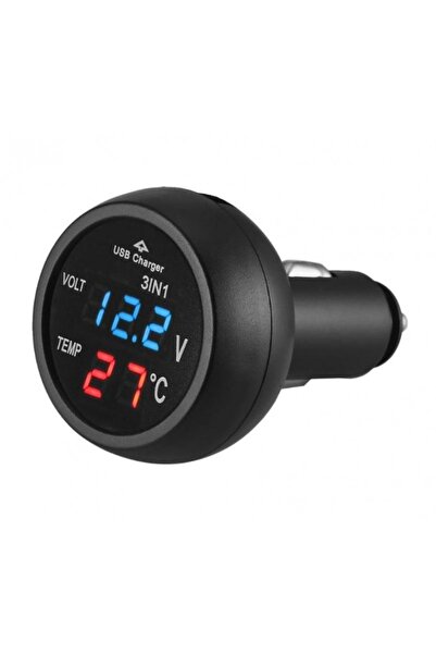 TECHSTAR Încărcător auto USB cu voltmetru digital LCD și termometru, conexiun...