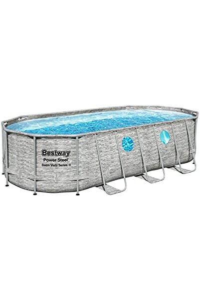 BESTWAY 18ft Power Steel Swim Visa Pool Set, Family Garden Swimming Pool, With Portholes, Pool Cover