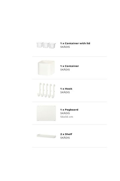 IKEA SKÅDIS Pegboard combination, white, 56x56 cm