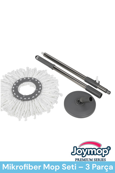 JOYMOP 3’lü Mikrofiber Mop Seti – 360° Dönebilen Taban ve Ayarlanabilir Sap