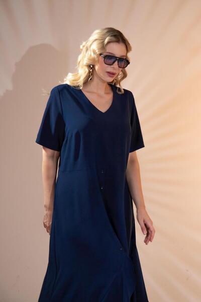 Roxxlen Φόρεμα με κουμπιά και φούστα μεγάλου μεγέθους