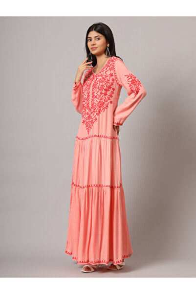 alaya Hand Embroidered Lucknowi Chikankari Cotton Jalabiya-AL3942