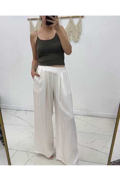Maison La Femme Women's Trousers Tansel Fabric High Waist Wide Leg