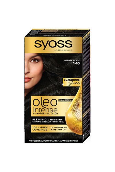 Syoss Color Oleo Intense, Permanent Hair Dye Without Ammonia, 3 x 115 ml, Intense Black