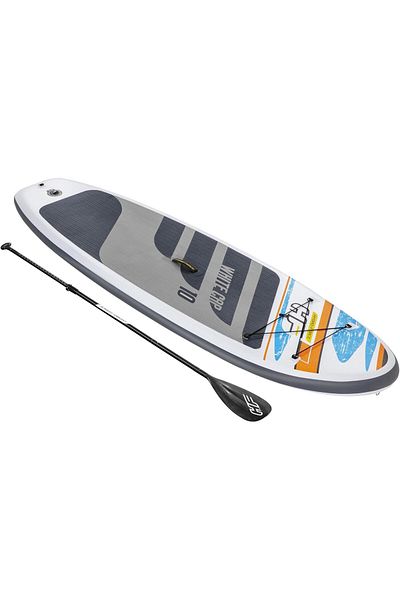 BESTWAY Hydro-Force SUP Paddle Board, White Cap Blow Up Paddleboard Set, with Hand Pump and Travel B