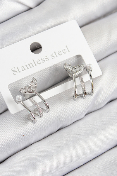 callerrons accessories أقراط نسائية من النحاس والزركون واللؤلؤ موديل ذيل السم...