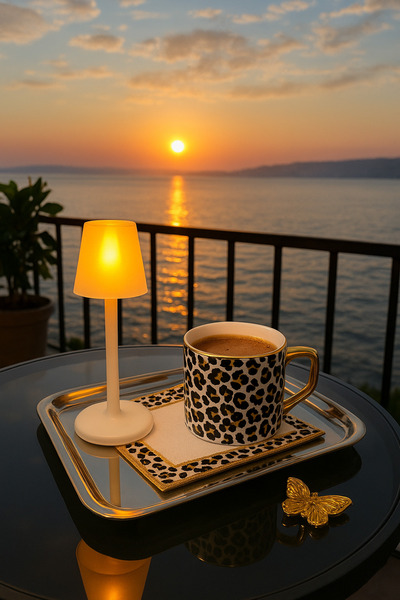 Mus3D Modern Mini Lambader Şeklinde Pilli LED Mumluk – 3D Yazıcı Özel Tasarım (19 CM)