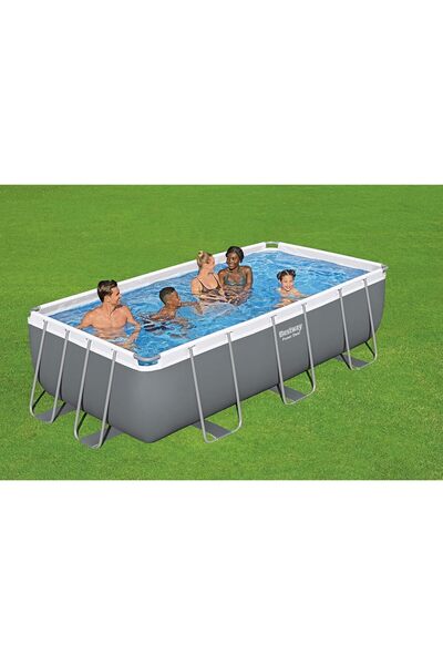 BESTWAY Power Steel Swimming Pool Complete Set | Above Ground Rectangle Paddling Pool, 13'3"