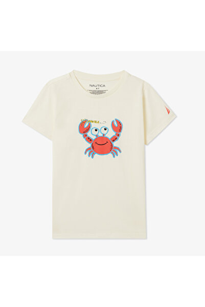 Nautica Erkek Çocuk Krem Regular Fit Baskılı T-Shirt