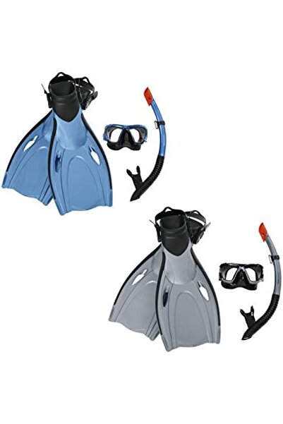 BESTWAY Hydro-Pro Unisex Youth Blacksea Snorkel & Fin Set Diving, Multi-Coloured, Standard Size