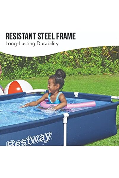 BESTWAY 56401 Steel Pro Pool | Swimming Pool, Rectangle Above Ground Fast Set Pool, Children’s Det