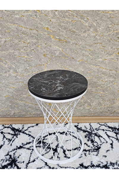 ZAFİR Beyaz Boyalı Pota Sehpa - Sehpa - Ahşap Sehpa - Metal Sehpa - Sunta Seh...