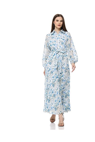 R&B Printed Shirt Dress With Bishop Sleeves