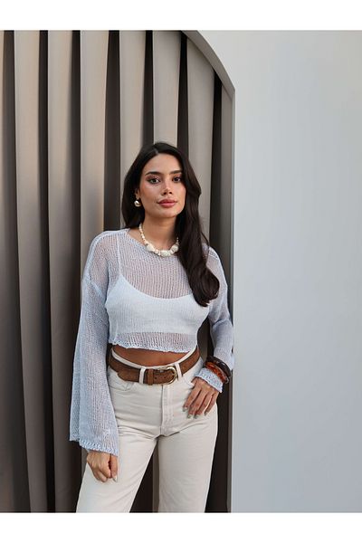 ESRAHELVACI Bell Sleeve Textured Knitwear Blouse