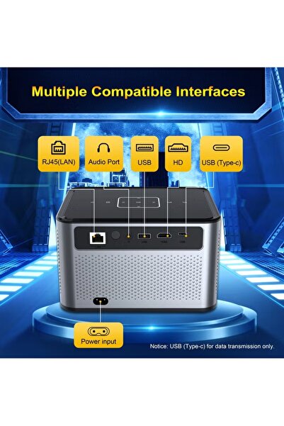 Bicchoo Smart Mini Projector w/ Speaker, 2.4/5G WiFi, BT, Screen Mirroring, HDMI USB, Android/iOS/PC