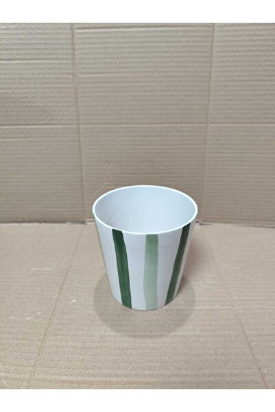 Dara Art Dara collection tekli yeşil çizgi seramik orkidelik saksı
