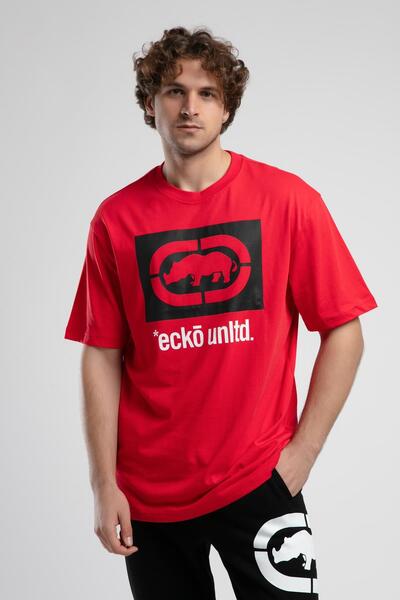Eckō Unltd. Ithaca Red Crew Neck Embroidered Oversize Men's Tshirt