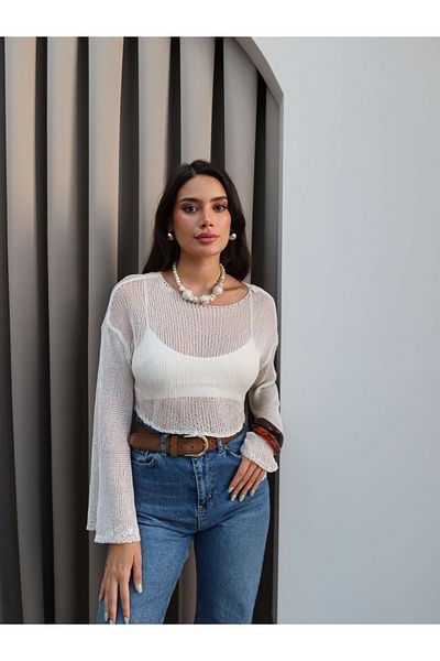 ESRAHELVACI Bell Sleeve Textured Knitwear Blouse