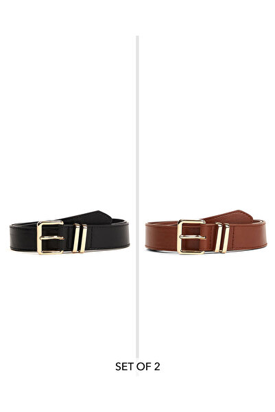 R&B 2 Pack Faux Leather Belts
