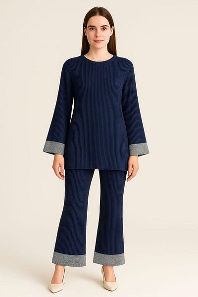 BOZKAYA ÖRME Twill Spanish Legs Glitter Detail Cycling Collar Bottom Top Set