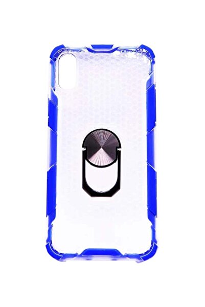 Raffine غطاء شفاف مع حامل حلقي لهاتف iPhone XR أزرق