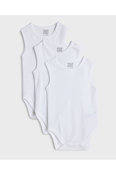 R&B مجموعة من 3 بدلات جسم منقوشة ذاتيًا