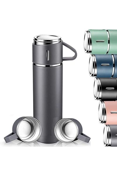 Shopi New Stainless Steel Vacuum Insulated Flask, 500ml/17.6oz, with Cup for Coffee, Water, Hot and Cold D