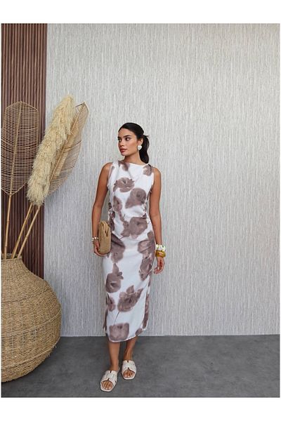 ESRAHELVACI Batik Flower Pattern Midi Dress