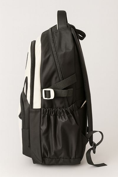 max point Black and White Anime Badge School and Daily Backpack with Laptop Compartment Four Compartments Waterproof