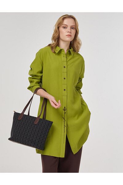 Kayra Punto Stitched Rayon Tunic Golden Lime