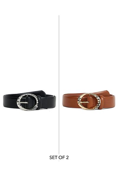R&B 2 Pack Faux Leather Belts