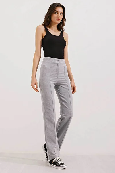 Merterium Women's High Waist Palazzo Trousers Gray 1266
