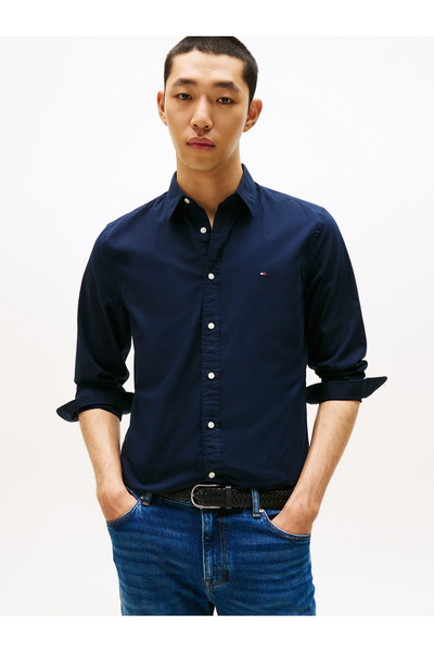 Tommy Hilfiger Men Desert Sky Long Sleeve Flex Poplin Regular Fit Shirt