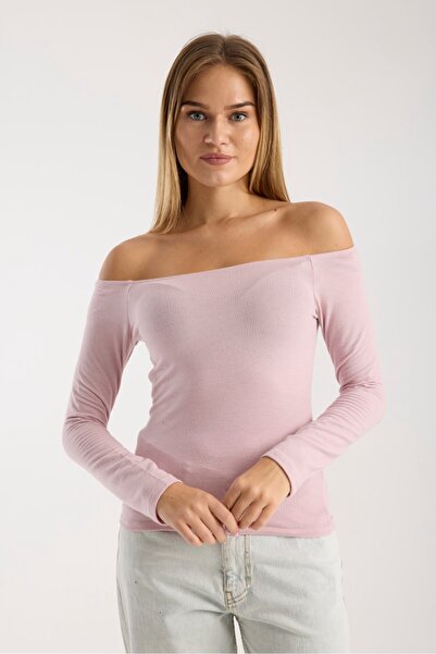 G-FOX Women's Long Sleeve Wide Neckline Stretchy Blouse – Modern and Elegant 3007