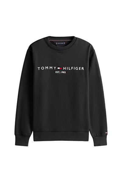 Tommy Hilfiger Tommy Hilfiger Men Black Logo Crew Neck Pullover Sweatshirt
