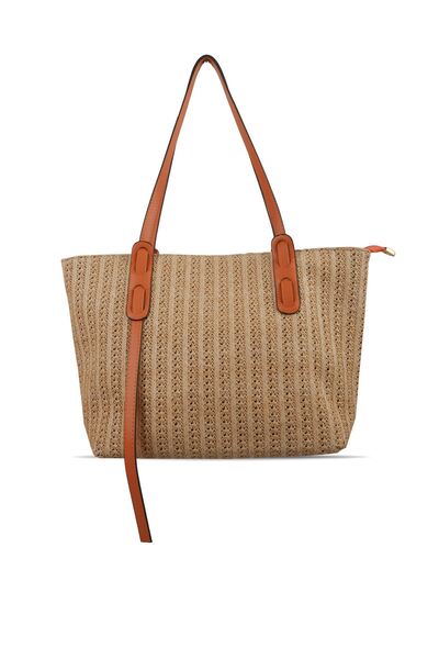 MY DERİ Ženska slamnata torba sa detaljima, velika veličina: Torba za rame 2820