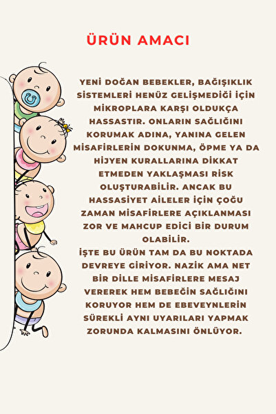 Getcarpet Yeni Doğan Bebek Uyarı Paspası Kapı Önü | Dokunma ve Öpme Uyarılı Esprili Tasarım
