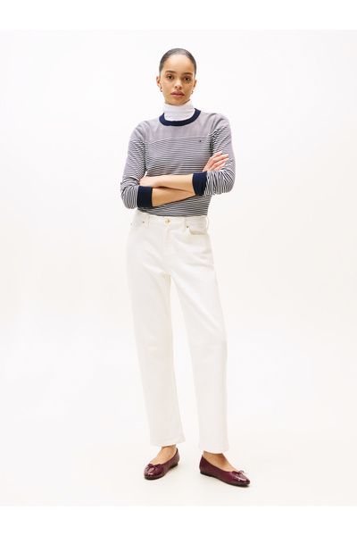 Tommy Hilfiger Tommy Hilfiger Women Bretton Stripe Dark Night Navy Crew Neck Co Jersey Fine Gg Pullover Sweater