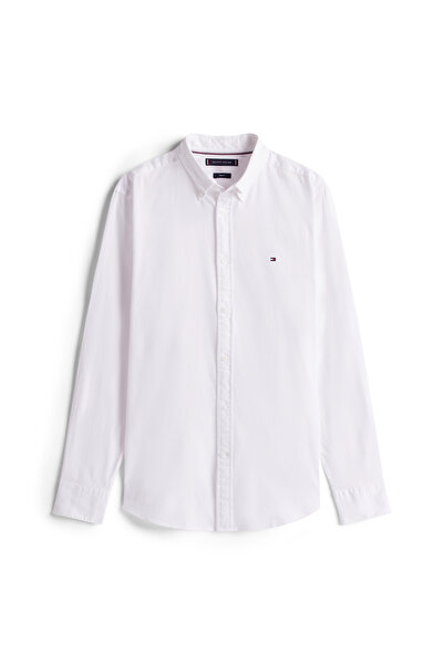 Tommy Hilfiger Tommy Hilfiger Men White Long Sleeve Slim Fit Yarn Dyed Dobby Shirt