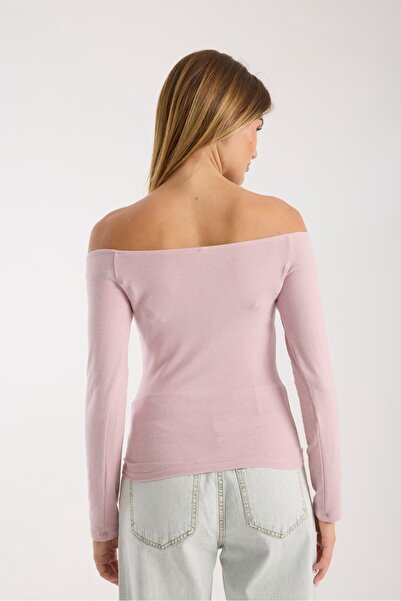 G-FOX Women's Long Sleeve Wide Neckline Stretchy Blouse – Modern and Elegant 3007