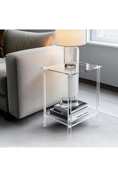 Slasa Two-Tier Transparent Acrylic Side Table by