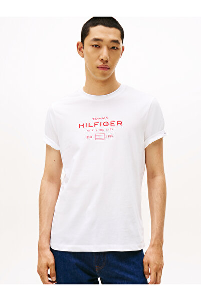 Tommy Hilfiger Tommy Hilfiger Men White Short Sleeve Crew Neck Hilfiger Stack Graphic T-Shirt