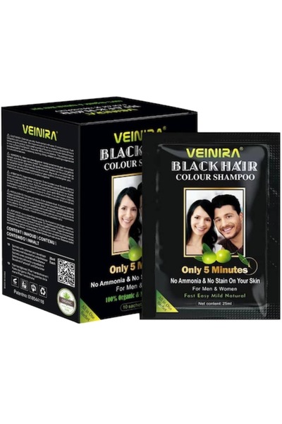 VEINIRA Șampon colorant fără amoniac, Veinira, negru, instant, 10 x 25ml